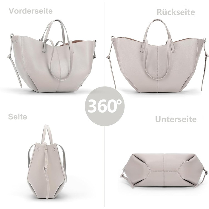 Велика жіноча сумка-шопер TIAASTAP з екошкіри, елегантна сумка на плече для університету, покупок, подорожей (Сіра)