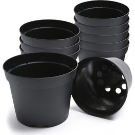 Prime Garden® Круглі пластикові горщики для розсади та квітів, чорні, 31 см, 12 л, набір 10 шт, для дому і вулиці