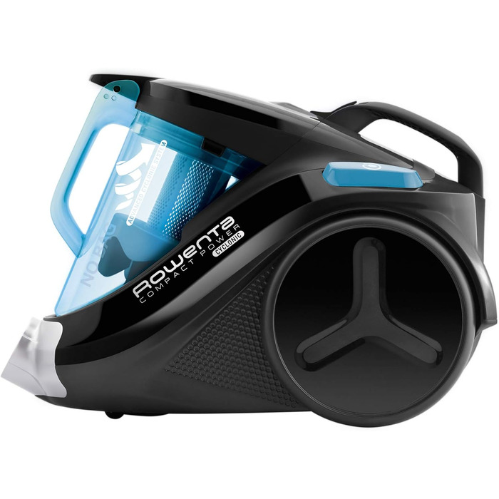 Rowenta RO3731 Compact Power Cyclonic | Bagless Vacuum Cleaner | Quiet | 750 Watt | 1.5 Liter Capacity | Black/Blue 1.5L Dust Box