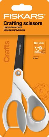 Універсальні ножиці Fiskars з антипригарним покриттям титаном, 21 см, нержавіюча сталь, біло-помаранчеві (1004721)
