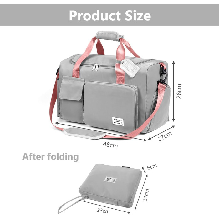 Спортивна сумка Flintronic 35L: водонепроникна дорожня сумка-валіза для подорожей, вихідних та спорту (з бізнес-ідентифікатором) - синій (#4 сірий & рожевий)