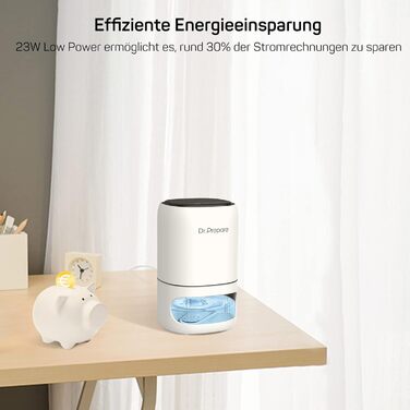 Dr. Prepare Electric Dehumidifier 1L, Quiet Dehumidifier, Portable Room Dehumidifier, Energy-Saving Dehumidifier, 30m² Against Humidity for Closet, Living Room, Bedroom, Office