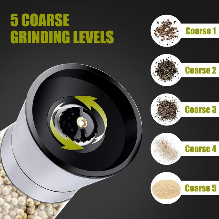 Набір меланець для солі та перцю (2 шт.) з регульованим керамічним млинком, 180 мл. Меланець для перцю, солі та чилі, ручний, для різних спецій.