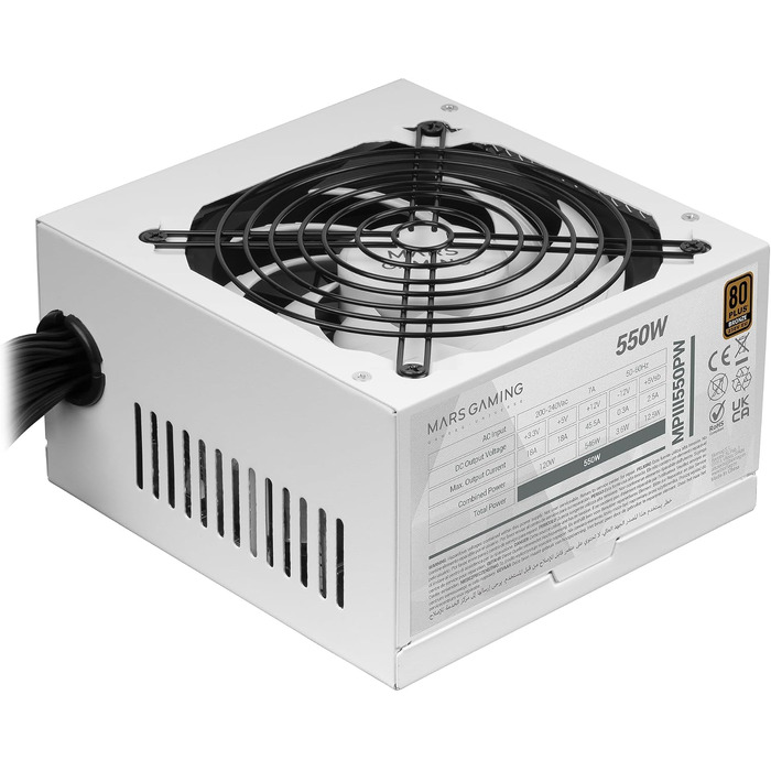Блок живлення Mars Gaming MPIII550P ATX, 550W, 80 Plus Bronze, білий