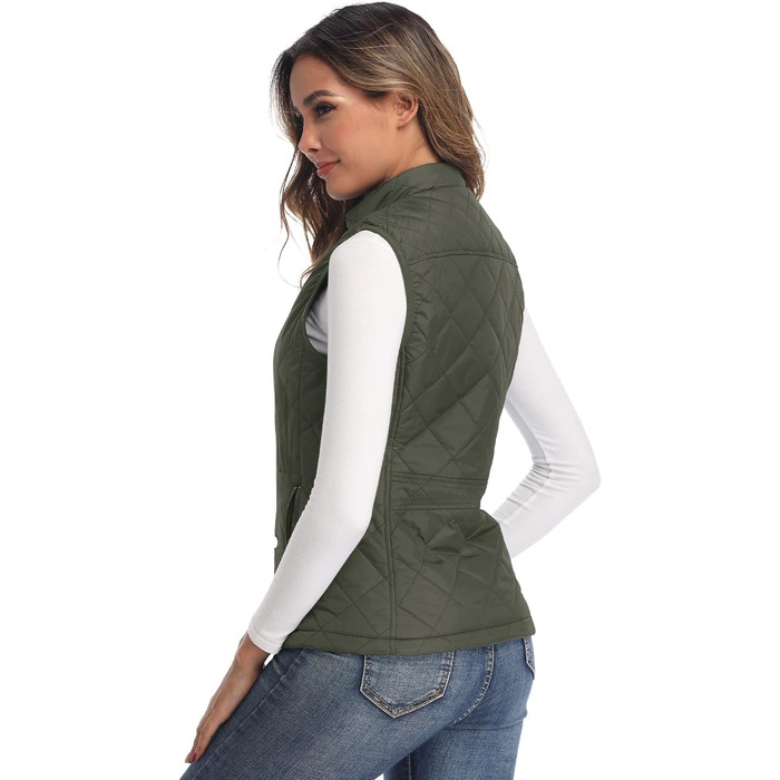 Жіноча легка куртка Longking з блискавкою, без рукавів, топ, кофта, для активного відпочинку (L, хакі)