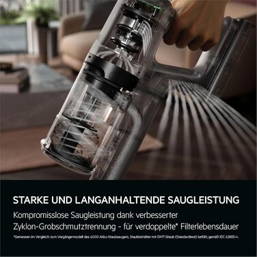 AEG 6000 Cordless Vacuum Cleaner / 103,000 RPM / 175,000 dPa / Digital Motor / Cordless / Up to 99% Dust Pickup / 40 min Run Time / Easy Handling / Removable 21.6 V Battery / Lightweight / AP61CB21DB