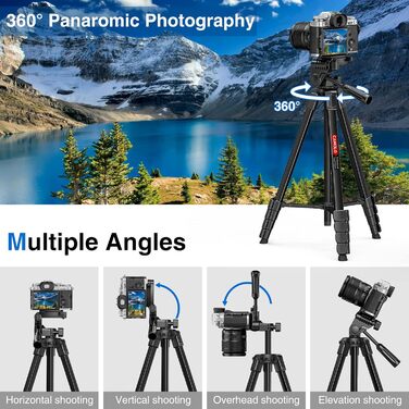 Штатив для камери CAMOLO 67' з сумкою: для фото та відеозйомки, YouTube, Vlogging, DSLR, Android, iPhone