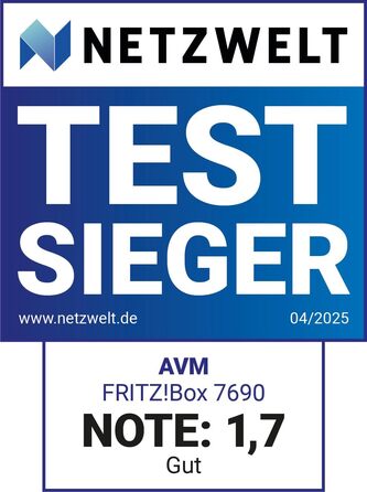 Роутер FRITZ!Box 7690: Wi-Fi 7, DSL, VDSL, ADSL, Mesh, DECT, підтримка швидкості до 300 Мбіт/с