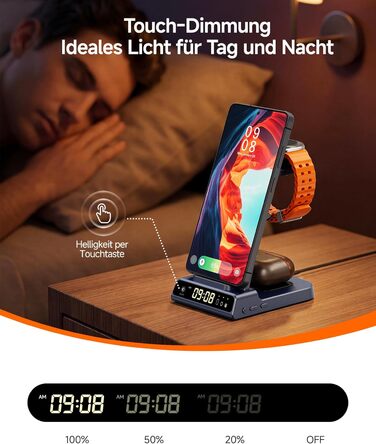 Бездротова зарядна станція 3-в-1 для Samsung Galaxy S26 Ultra, Watch 8/Ultra/7/6/5, Buds 4/4 Pro (Блакитна) - Швидка індуктивна зарядка