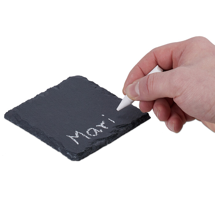 Relaxdays 12-Piece Slate Coasters, 10x10 cm