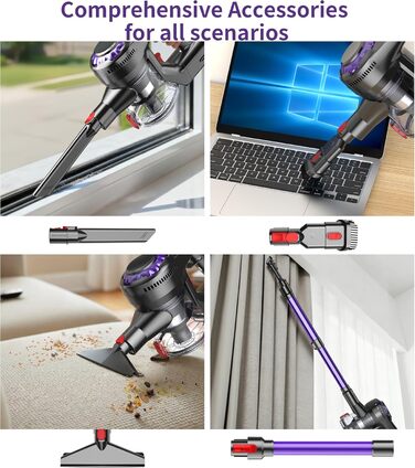 Бездротовий акумуляторний пилосос 450W, 40KPa, без мішка з HEPA-фільтром та LED-дисплеєм, антизаплутана щітка, самостійна підставка з кріпленням на стіну, час роботи 50 хв, для килимів, твердих підлог, шерсті тварин та авто
