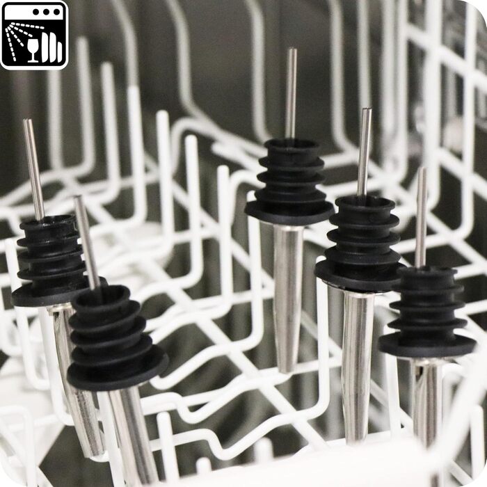 Виливники для пляшок Com-Four® 6 шт. з нержавіючої сталі – дозатор для алкоголю, олії, оцту – для бару, коктейлів, підходить для більшості пляшок (сріблястий, без кришки)