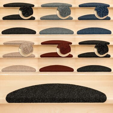 Ступінчасті килимки Kettelservice-Metzker Ramon MW напівкруглі, антрацит, 65x21x3,5 см, 22 шт.