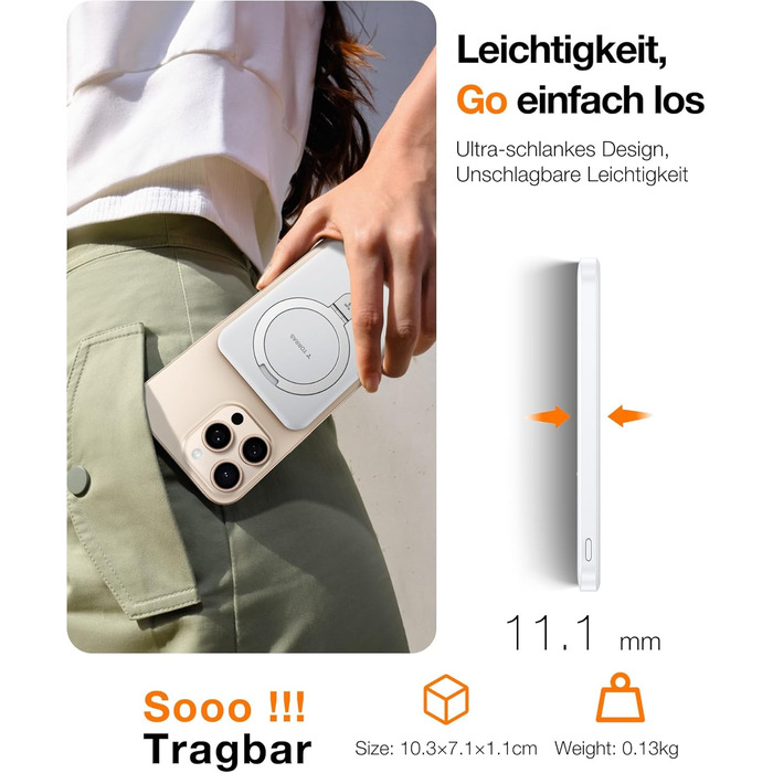 TORRAS Power Bank 5000mAh з MagSafe, 22.5W PD, USB-C, для iPhone 17 Pro Max та інших моделей