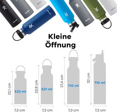 HYDRO FLASK - 621ml (21oz) Water Bottle with Lid - Vacuum Insulated, Reusable Stainless Steel Bottle - Leakproof Lid - Hot & Cold - Small Opening - (Flex Lid, Trillium, 30 ml)