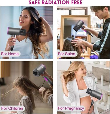 Slopehill 1800W Ionic Hair Dryer with AC Motor - Professional Salon Hair Dryer with 3 Attachments, 3 Temp Settings & Hot/Cold Shot (Violet/Grey)