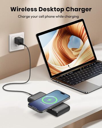 Power Bank BRENCIL 27000mAh з бездротовою зарядкою 15W, PD/QC, USB-C, чорний