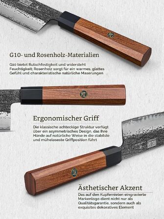 Професійний японський кухонний ніж HOSHANHO Gyuto 20 см для м'яса та овочів