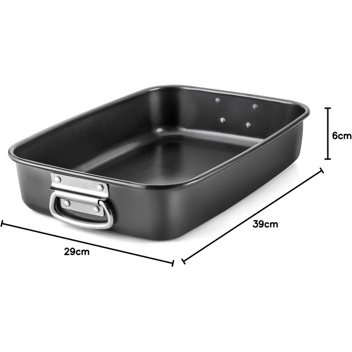 Форма для запікання LS Kitchen - гратен для лазаньї з ручками, сталева з антипригарним покриттям (39 см)