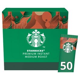 Розчинна кава Starbucks Premium Medium Roast, 100% арабіка, м'який та збалансований смак, 50 стіків по 2.3г