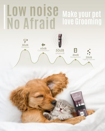 Oneisall Cordless Pet Hair Trimmer - Professional Dog & Cat Grooming Clippers - Electric Hair Trimmer Set with Pink Design