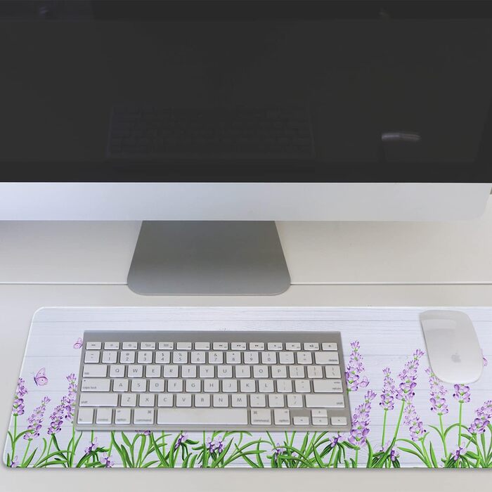 Мат для миші Sakura з квітковим дизайном, XL, 31.5 x 11.8 см, чорний, лавандовий