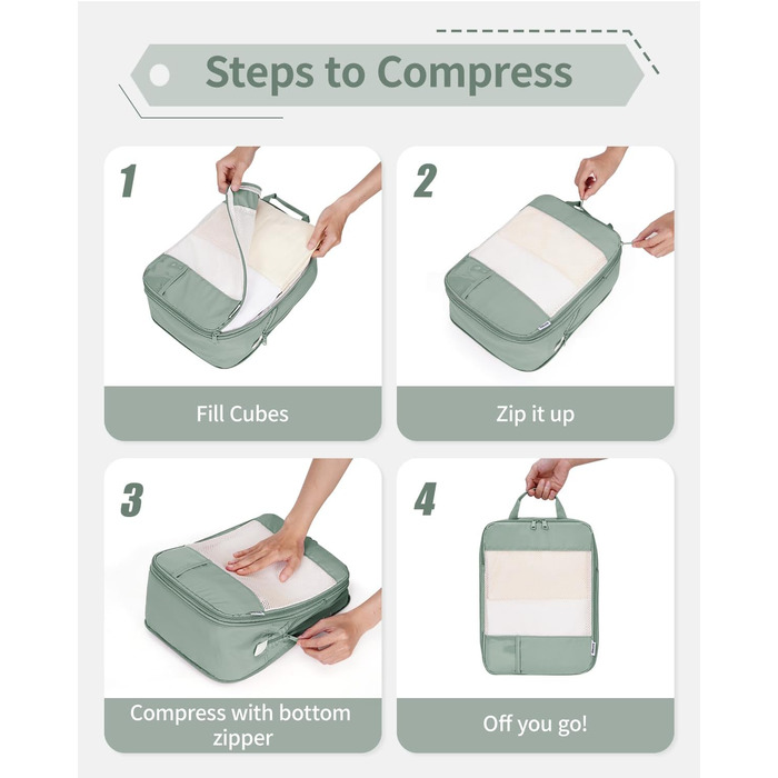 Набір органайзерів для валізи Narwey (5 шт.) - компресійні куби для подорожей, аксесуари для валізи