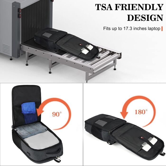 Чоловічий рюкзак NEWHEY для роботи та навчання з USB-портом, водонепроникний, великий, для ноутбука, чорний