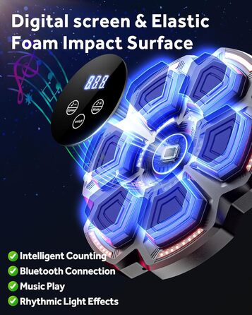Music Boxing Machine for Adults & Kids - LED Light Electronic Punching Bag with Bluetooth Speaker & 9 Speed Modes