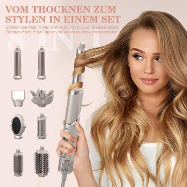 Мультистайлер для волосся AirStyler 1600W з 110000 RPM мотором: фен, плойка, насадки для укладки, дифузор, щітка