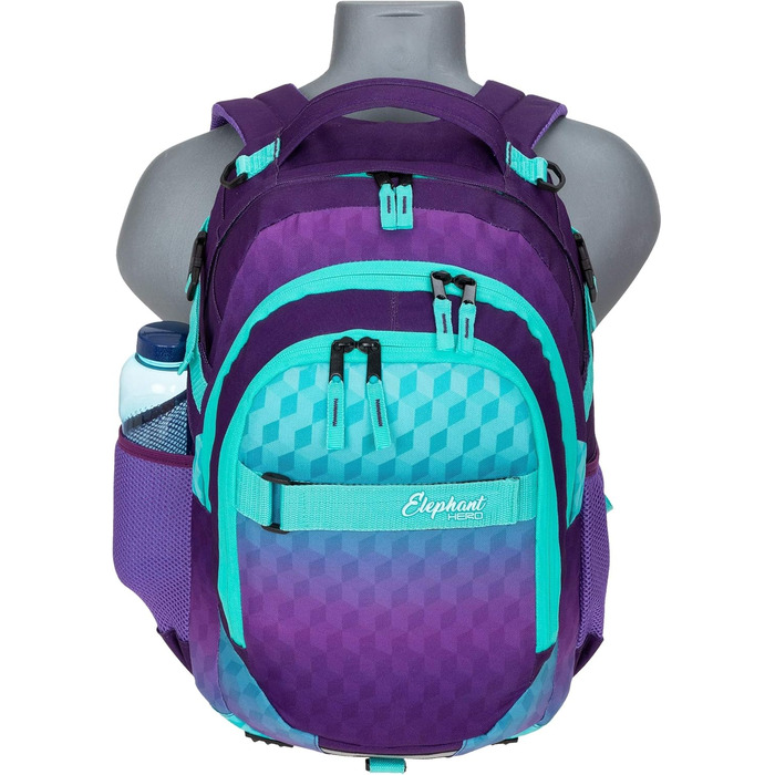 Дитячий рюкзак Elephant Hero Signature з дощовиком, Violet Cube (Lila-Türkis)