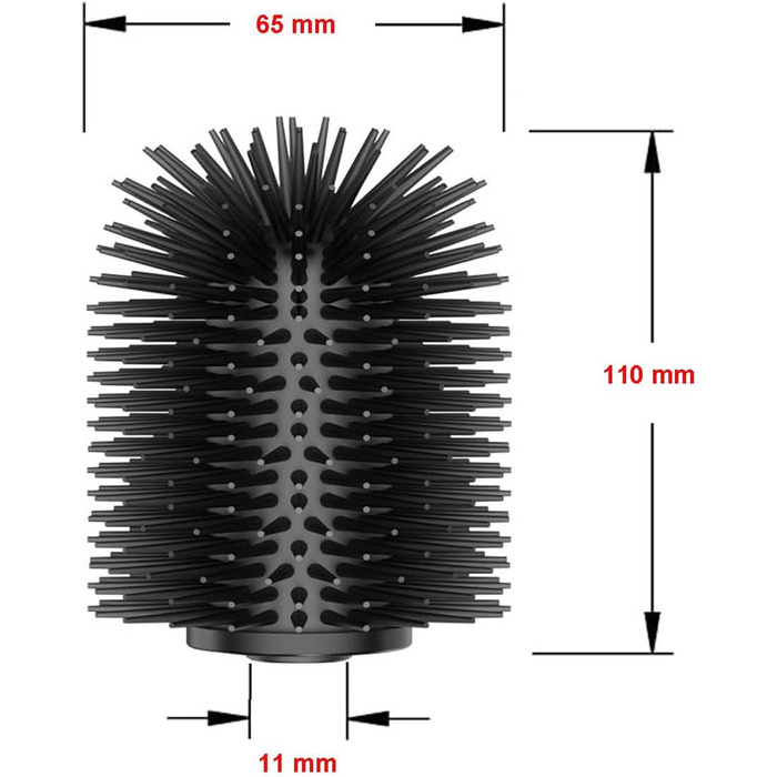 Набір для чищення унітазу WAVEWO з кріпленням на стіну, силіконова щітка та тримач, квадратна щітка з нержавіючої сталі 304, 2 насадки (чорна TPR)