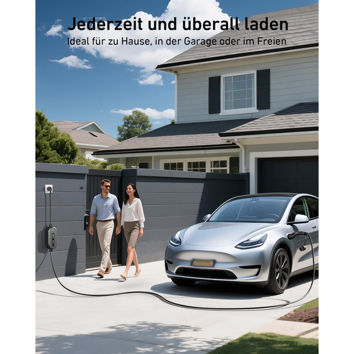 Кабель для зарядки електромобіля Evjuicion Typ 2 Schuko, 3.68kW, 6м, 16A, з індикатором, IP67, для ID.3/4, X1, 5ER, Model Y/3 та інших електромобілів