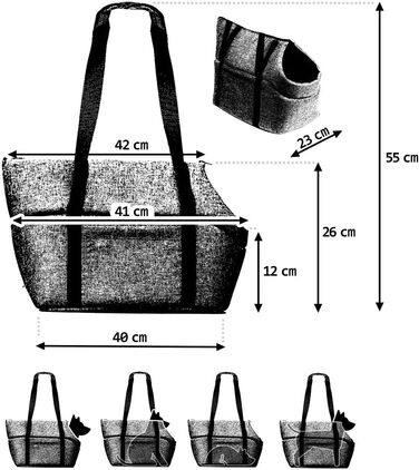 Сумка-переноска для собак та котів | Сумка-переноска на плече для тварин до 15 кг | Чорний колір, матеріал: штучна замша (вельвет), розмір L