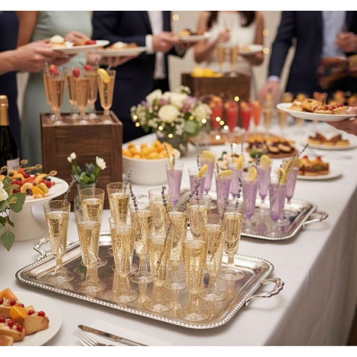 50 преміум келихів для шампанського MATANA з золотим гліттером, 150 мл - багаторазові келихи для шампанського, коктейлів, десерту та вина. Пластикові келихи для вечірки та весілля, 50 шт.