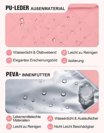 Сумка-холодильник 20 л, рожева: ізольована сумка-ланчбокс з PEVA-підкладкою, кілька відділень та плечовим ременем для роботи, школи, авто, пікніка