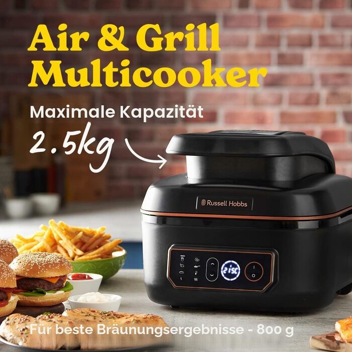 Фритюрниця електрична Russell Hobbs SatisFry XL 5.5 л з функцією Air Fryer, грилю та мультиварки - чорна