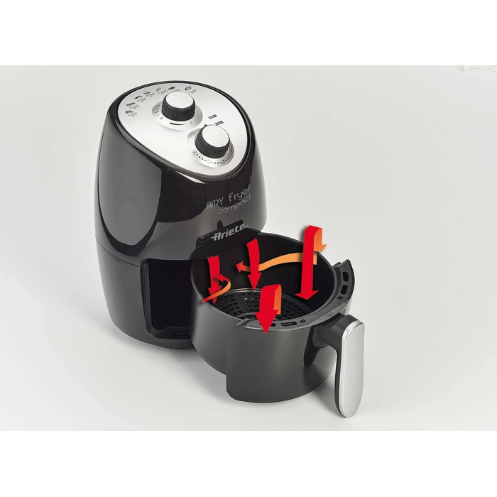 Аерофритюрниця Ariete 4617 Airy Fryer Compact, 2 л, 1000 Вт, до 200°C, чорна