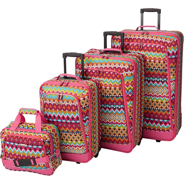 Набір валіз Rockland Escape Softside, 4 шт. (14/19/24/28 дюймів), племінний стиль