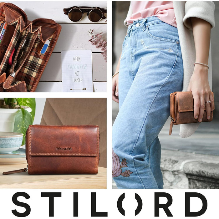 Жіночий гаманець STILORD Thea з натуральної шкіри, RFID і NFC захист, великий вінтажний портмоне з блискавкою у подарунковій коробці