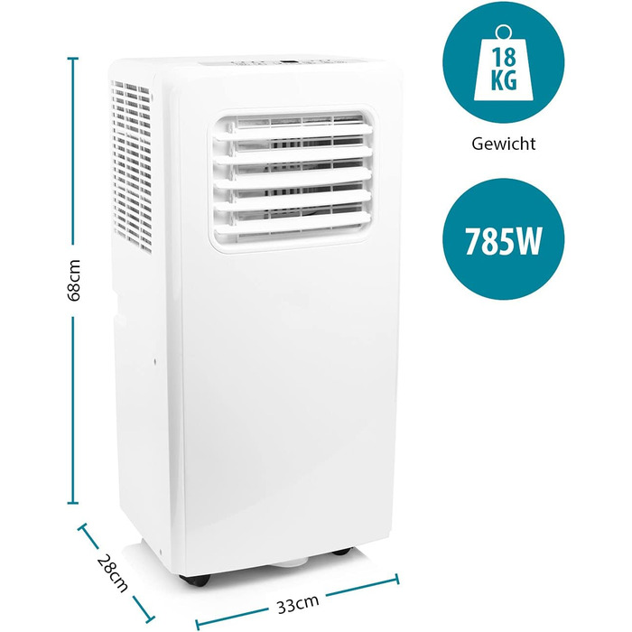 Мобільний кондиціонер Tristar AC-5477 з функцією охолодження, осушення та вентилятора, з пультом керування, 2 швидкості, 7000 BTU