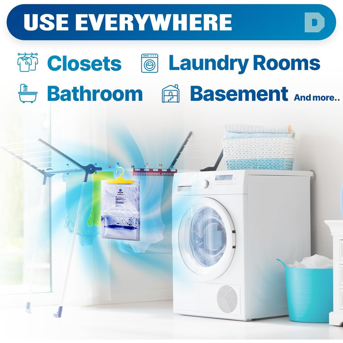 Dry & Dry 15 Packs [Net 400 g/Pack] Moisture Absorbers for Home, Cellar & Bedroom – Small Air Dehumidifiers