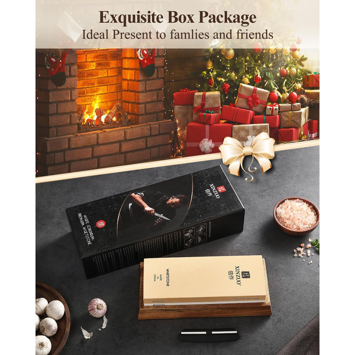 Набір для заточування ножів XINZUO: алмазний плоскою точило 2-в-1 з дерев'яною підставкою, зернистість 1000/5000