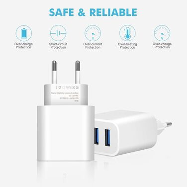 Мережевий адаптер Amoner з USB 3-портом, 15W x 2, для iPhone 14/13/12/11/X/8 та інших пристроїв
