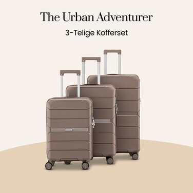 Набір валіз Urban Adventurer з 3 предметів, 232Л, колір шампань — міцні корпусні валізи з кодовим замком та 4 колесами