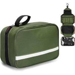 Чоловіча та жіноча косметичка для подорожей з відділеннями, водонепроникна, з гачком, зелена