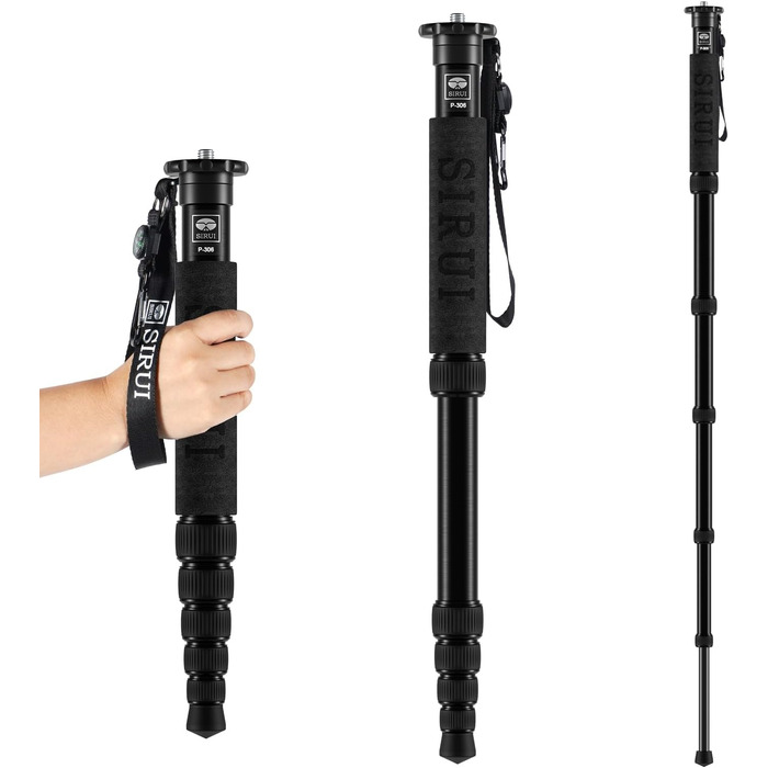 Штатив-монопод SIRUI P-306 для камери: легкий, компактний, алюміній, 6 секцій, до 155 см, 8 кг