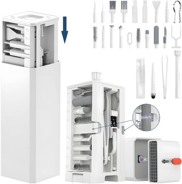 Набір для чищення клавіатури 32 в 1: для ноутбука, iPhone, AirPods та екрану. Комплект для чищення ПК з кріпленням для клавіш та очисником екрану. Ідеально для геймінгу та офісу