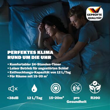 Електричний осушувач повітря MONZANA для кімнати, ванної та квартири (15-20 м²), продуктивність 12л/добу, LED-дисплей, 24-год таймер, очищувач повітря для алергіків