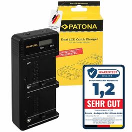 Зарядний пристрій Patona Dual LCD для акумуляторів Sony NP-F970/F750/F550/FM500H/FM50/QM71/91 – одночасний заряд 2-х акумуляторів через USB для відеокамер, світла та моніторів NP-F